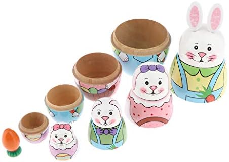 Koolsoo 5人形 個ロシアの入れ子人形マトリョーシカ手作り木製セット ウサギ