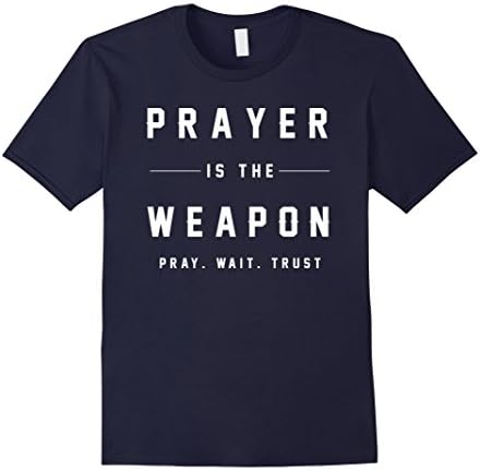 Mens Jesus Christ T Shirt - Prayer Is The Weapon Large Navy