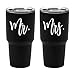 The Navy Knot Mr and Mrs Wine Tumbler Set - Stainless Steel Insulated Tumblers w/Lids - Stemless Wine Glass & Coffee Cup - Gifts for Mom, Dad, Traveler (2 Black, 30 Oz)