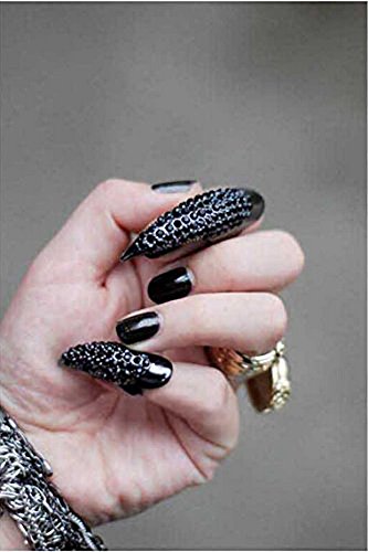 Ewandastore 10Pcs False Nails Punk Talon Claw Paw Finger Ring Knuckle Bend Finger Claw Ring(Black)