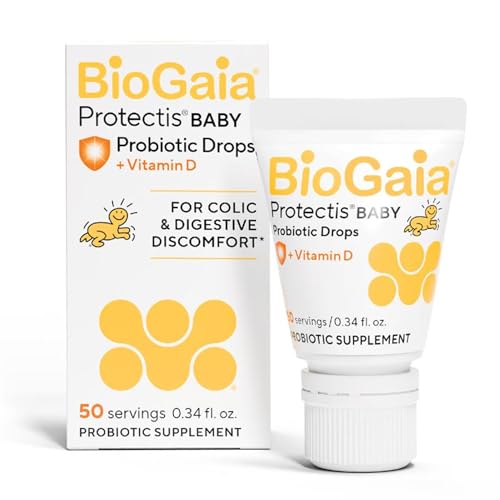 BioGaia Protectis Baby Probiotic Drops | Colic & Gas Relief + Vitamin D | Safe for Newborns | Ease Crying, Fussing, Colic, Gas, Spit-ups & Constipation | No Dairy, Soy & Gluten | 50 Day Supply | 10mL