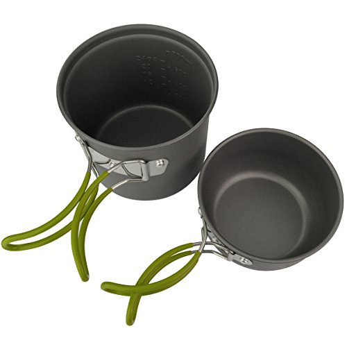 RioRand Portable Cookware Backpacking Bowl Pot Pan Cooking Kit Parkcation
