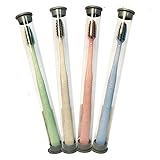 4 Pack Bamboo Charcoal Toothbrush Semilyn Wheat Straw Toothbrush Eco-Friendly ergonomic Soft Bristles Toothbrush Small Heads Superfine Teeth Comfortable for Sensitive Gums for Kid and Adult (4 Color)