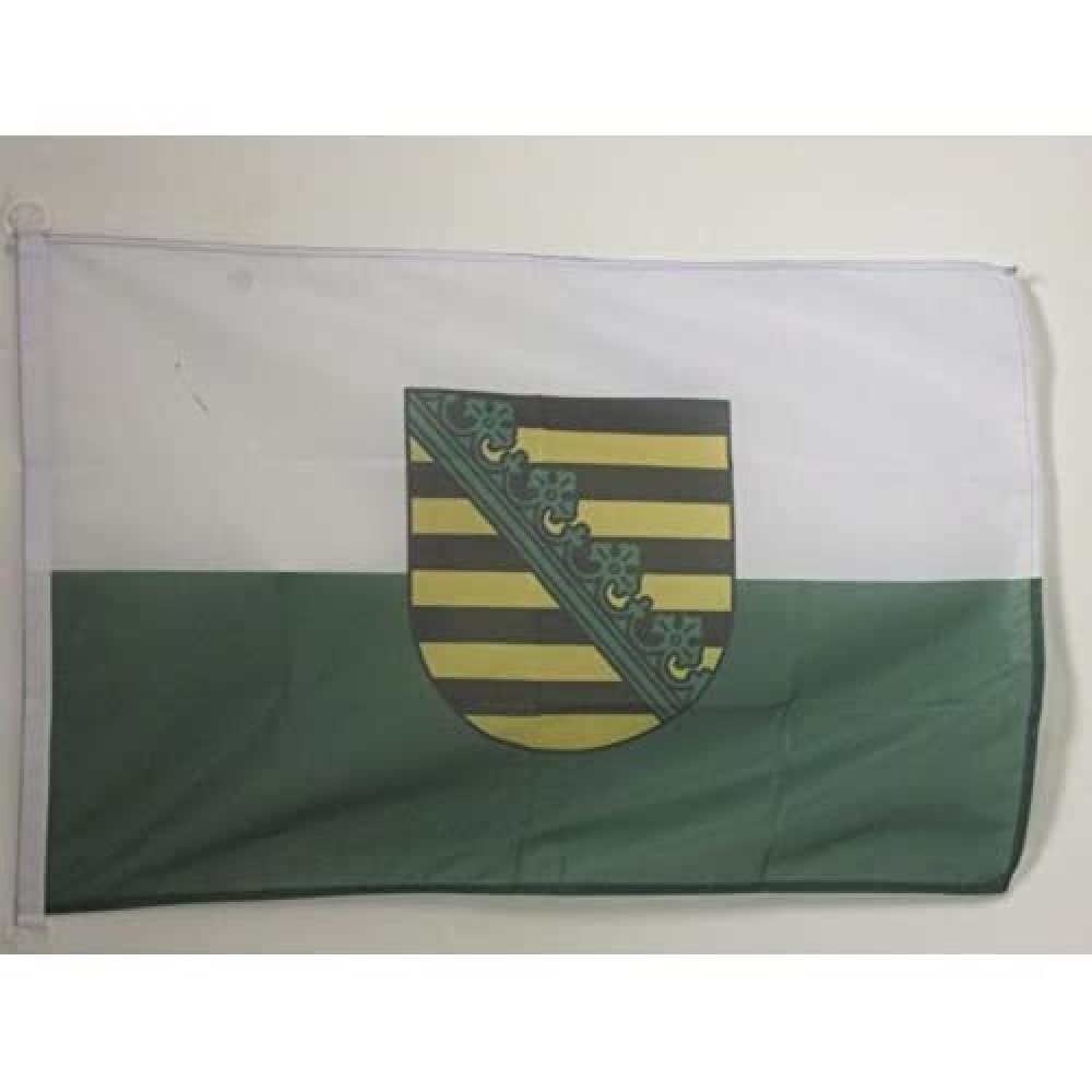 AZ FLAG - Saxony Flag - 2x3 Ft - For Outdoor - German region of Saxony Banner Knitted Polyester with Two Plastic Rings - Fade Resistant - Vivid Colors - 2' x 3' Feet - 90x60 Cm