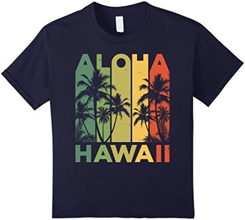 Kids Vintage Hawaiian Islands Tee Hawaii Aloha State T-Shirt 4 Navy
