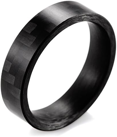 SHARDON Men and Women's 6mm Flat Pure Carbon Fiber Ring