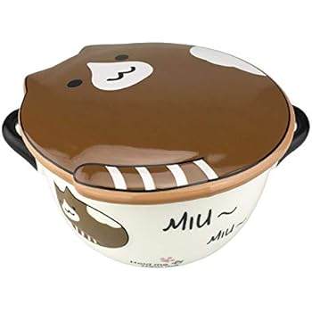 VanEnjoy Big Capacity 24oz 3D Cute Cartoon Microwave Ceramic Soup Cat Bowl Instant Noodle Bowl Cereal Bowl for Salad Fruit Vegetable with Ceramic Kitty Cat Lid and Handles (coffee)