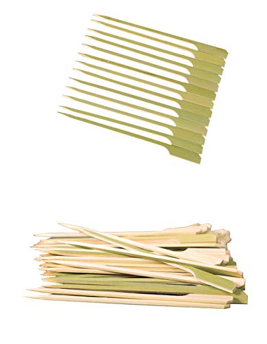 TKDY 8 Inch Bamboo Paddle Handle Skewers, 100 Pcs BBQ Kabob Stick for Outdoor Grilling and Cocktail Picks.