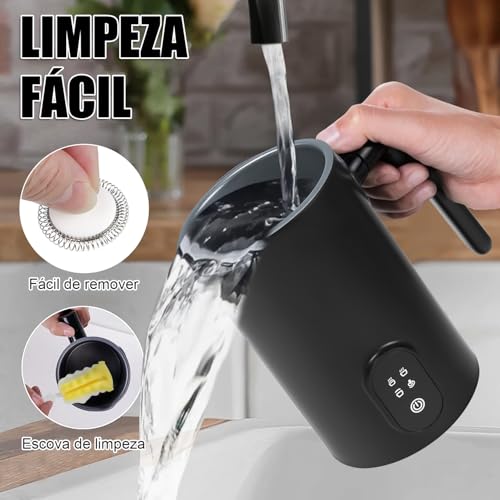 110V Espumador de Leite Elétrico 4 em 1, Vaporizador de Leite Elétrico de 430 ml, Batedor de Leite, Máquina Automática de Espuma Fria e Quente para Café, Latte, Chocolate Quente