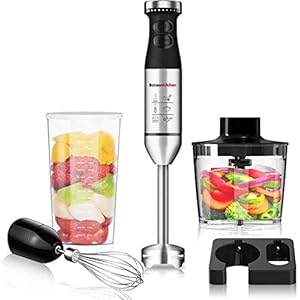 Bonsenkitchen Hand Blender, 3-in-1 Stainless Steel Hand Immersion Blender Set, Stick Blender with Beaker and Food…