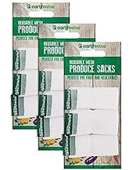 Earthwise Reusable Mesh Produce Bags - Washable Set of 9 Premium Bags, TRANSPARENT Lightweight, Strong SEE-THROUGH Mesh for shopping, transporting and storing fruits and veggies.