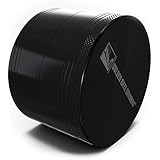 Golden Gate Grinders #1 Best Herb Grinder 2.5 Inch 4-piece Anodized Aluminum with Pollen Catcher - Large Black