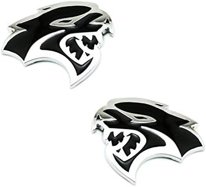 2pcs Car SRT HELLCAT Head Metal Emblem Badge Decal Side Fender Sticker for Dodge Charger Challenger Ram Viper Chrysler Jeep SRT8 SRT4 SRT6 (black)