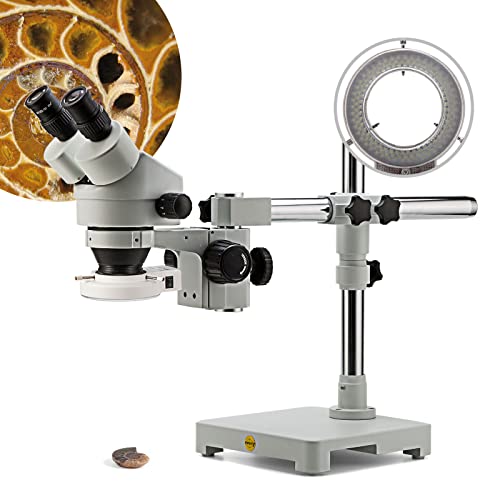 Swift S7-B520-144 3.5X-90X Professional Dissecting Binocular Stereo Microscope, WF10x Eyepieces, 0.7X-4.5X Objective Power, 0.5X 2.0X Additional Objective Lenses,144-bulb LED Ring Light