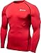 TSLA Men's UPF 50+ Compression Shirts, Cool Dry Long Sleeve Athletic Tops, Sports Baselayer Workout Shirt, Zero Red, X-Large