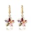 QZ 18k Gold Plated Flower Colorful CZ Crystal Dangle Earrings for Girls (0579), Gs0579, 7 mm