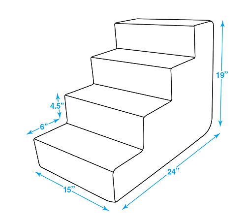 USA Made Pet Steps/Stairs with CertiPUR-US Certified Foam for Dogs & Cats by Best Pet Supplies - Gray Lattice Print, 4-Step (H: 18")
