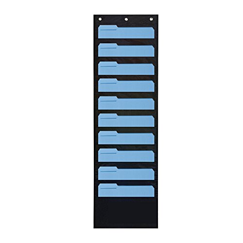Hanging File Folder Organizer, 10 Pockets, 3 Hangers Cascading Wall Organizer, Perfect for Home Organization, School Pocket Chart, Office Bill Filing Bills and Charts at Home