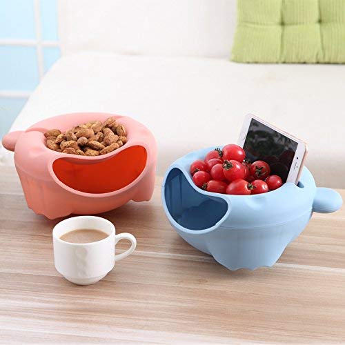Hipat Snack Bowl with Shell Holder, Cute Bear Double Dish Nut Bowl With Cellphone Holder Slot for Pistachio, Peanuts, Sunflower Seed, Edamame, Cherries, Candies