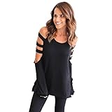 Vovotrade Women Sexy Loose Long Sleeve Hollow Shirt Casual Blouse