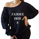 J'Adore Dior 8 Slouchy Off The Shoulder Sweatshirt Black, Large