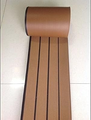 25 Meter Roll Natural Brown Marine Yacht Quality Synthetic Teak Decking Black Caulk Joint