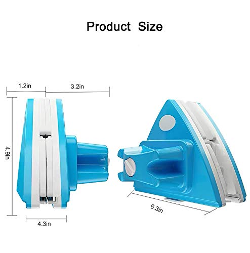 KOKITEA Double-Sided Window Cleaner Glass Wiper Magnetic Cleaning Tools, 5-Gears Adjustable Magnetic Glider Washing Brush Tools, for High-Rise Double Thick Glazed Windows Thickness 0.3"-1.5" (Blue)