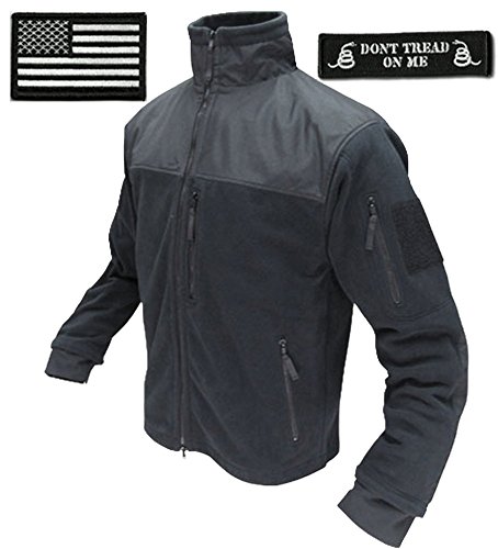 Condor Tac-Jacket (Black-Med) & USA Flag & Dont Tread Patch - 3 Item-Bundle