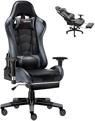 Jl Comfurni Gaming Chair Executive Office Chair Reclining High Back Ergonomic Pu Leather Desk Chair Racing Swivel Computer Chair With Adjustable Headrest And Lumbar Support For Adults Grey Buy Online At Best