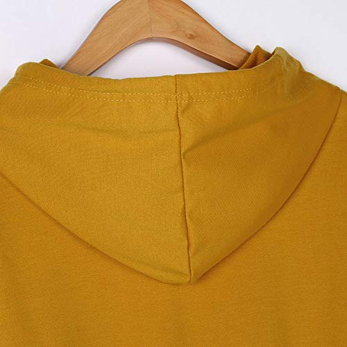 Aunimeifly Women Hoodie Ladies Stripe Long Sleeve Blouse Planet Printed Hooded Casual Drawstring Sweatshirt Yellow - Thumbnail 2