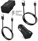 Galaxy S9 / Galaxy S8 / Note 8 / Fast Charger Type-C 2.0 Cable Kit by Ixir Compatible with Samsung Product- (Car Charger + Wall Charger + 2 Type-C Cable) Fast Charging for up to 50% Faster Charging!