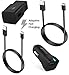 Ixir Adaptive Fast Charger Set for Samsung Note 10 Galaxy S10, S10 Plus, S10e, Note 9, Galaxy S9, S9 Plus, Note 9, , Quick Wall Charger, Car Charger, and 2x 4 ft Type-C Cable, Black