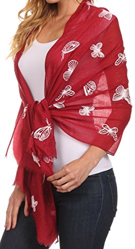 Sakkas CBS-4 - Hillary summer breeze lightweight flowing sheer gauze wrap scarf - 4-Burgundy - OS