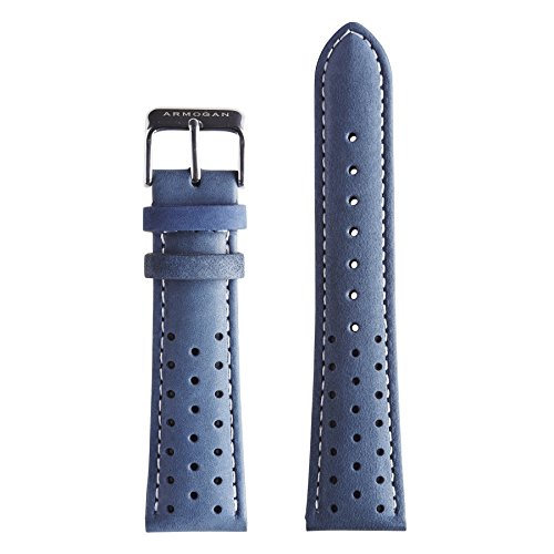 Armogan genuine suede rally perforated leather watch st…