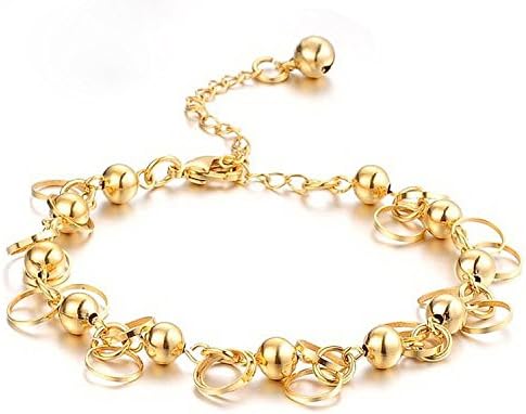 Gemsuki 18K Gold Plated Adjustable Link Chain Bracelet Beads Wristband Wedding Bride KS155