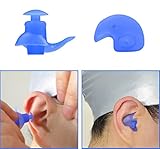 VEVELE Silicone Molded Swimming Ear Plugs for Adults, Spiral Design Against the Water in Sea or Swimming Pool(Blue)