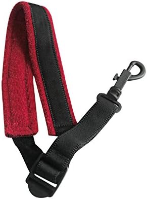EaseIcon Elegant Soft Sax Strap Adjustable Harness Belt with Comfortable Neck Pad for Alto, Tenor, Baritone, Soprano Saxophone - Red