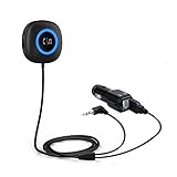 Bluetooth Car Kit, Bluetooth 4.0 Car Adapter Hands-Free Calling + Dual 2.1A USB Charger (Support aptX, Built-in Microphone, CVC Noise Cancelling, NFC, Magnetic Base)
