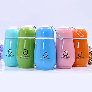 KLOVE Stainless Steel Easy to Carry Mini Small Cute Penguin Thermos Flask, Stylish Water Bottle for Hot and Cold Tea Coffee for Kids Girls Boys Office(150 ml, Random Color, Single Piece)