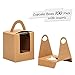 Yotruth Pop-up Cardboard Individual Cupcake Boxes Kraft Paper 100 Sets with Window Insert and Handle