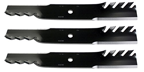 USA Mower Blades (3 CMB022BP Toothed High Lift Blade Fit Scag Husqvarna Toro 48108 481707 481711 48185 482462 Length 18in. Width 2 1/2in. Thickness .240in. Center Hole 5/8in. 36 50 52 54in. Deck