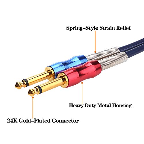 TISINO Dual 1/4 inch TS to Dual RCA Stereo Audio Interconnect Cable Patch Cable Cords -6.6 ft