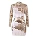 Women’s Long Sleeve Bodycon Wrap Mini Dress, Ladies O-Neck Bronzing Sequins Short Party Dressesthumb 3