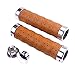 KINGOU Brown Leather Handlebar Grip for Bicycle/Fixed Gear/Mountain/Folding Bike Double Lock-on Bar Grip