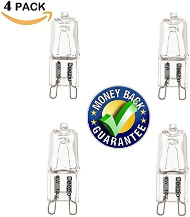 120 Volt 40 Watts G9 T4 Halogen Lamp with Glass 2-Pin, 480 Lumens, 2700 to 2999K Bulb Color Temp, 4-Pack