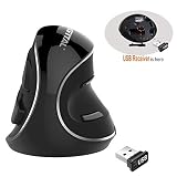 J-Tech Digital Wireless Ergonomic Vertical USB Mouse with Adjustable Sensitivity (600/1000/1600 DPI), Scroll Endurance, Removable Palm Rest & Thumb Buttons [V628P]