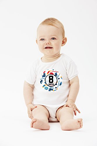 Monthly Baby Stickers by Months In Motion | 12 Month Milestone Sticker for Newborn Babies Boy Sports Hockey (Style 1161)