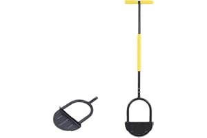 DHZSTIA Saw Tooth Edger Lawn Tool with T Grip Handle，Half Moon Shape，Sharp Saw-Tooth，Tool with T Grip Handle, Hand Edging Tools for Landscaping, Garden, Flower Beds, Borders, Sidewalk, Turf, Yard (C)