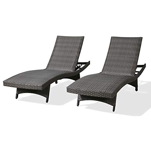 Iwicker Patio Padded Quick Dry Foam Wicker Chaise Lounges Aluminum