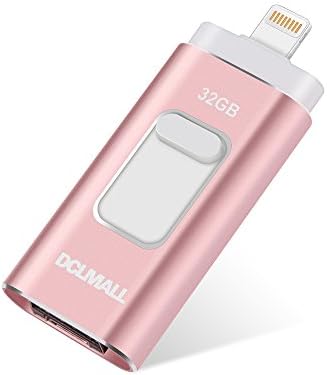 USB flash Drive for iPhone 32GB thumb drive Memory Storage 3 in 1 Lightning Memory Stick External Storage Memory Expansion for Apple IOS Android Computers (Pink)